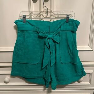 Blank NYC high-waist, front tie, cotton shorts